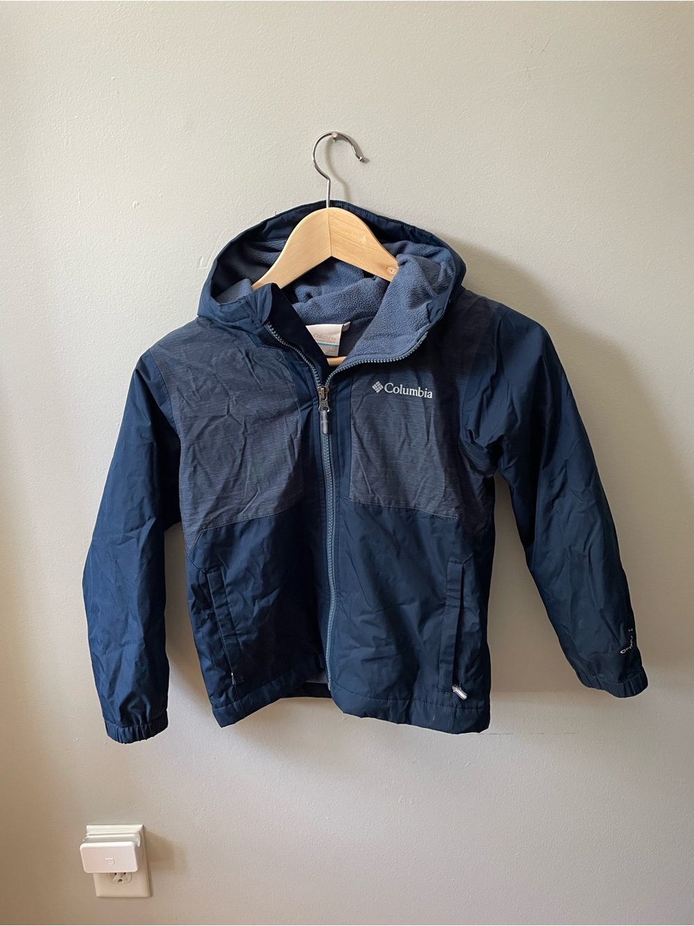 Columbia Kids Navy Hooded Fleece Lined Jacket - sz XS